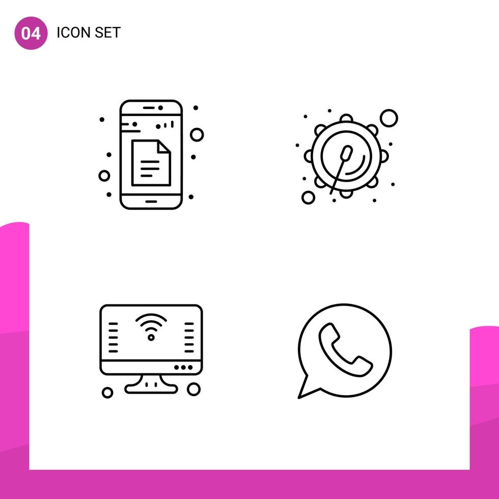 Outline Icon set. Pack of 4 Line Icons isolated on White Background for responsive Website Design Print and Mobile Applications. vector