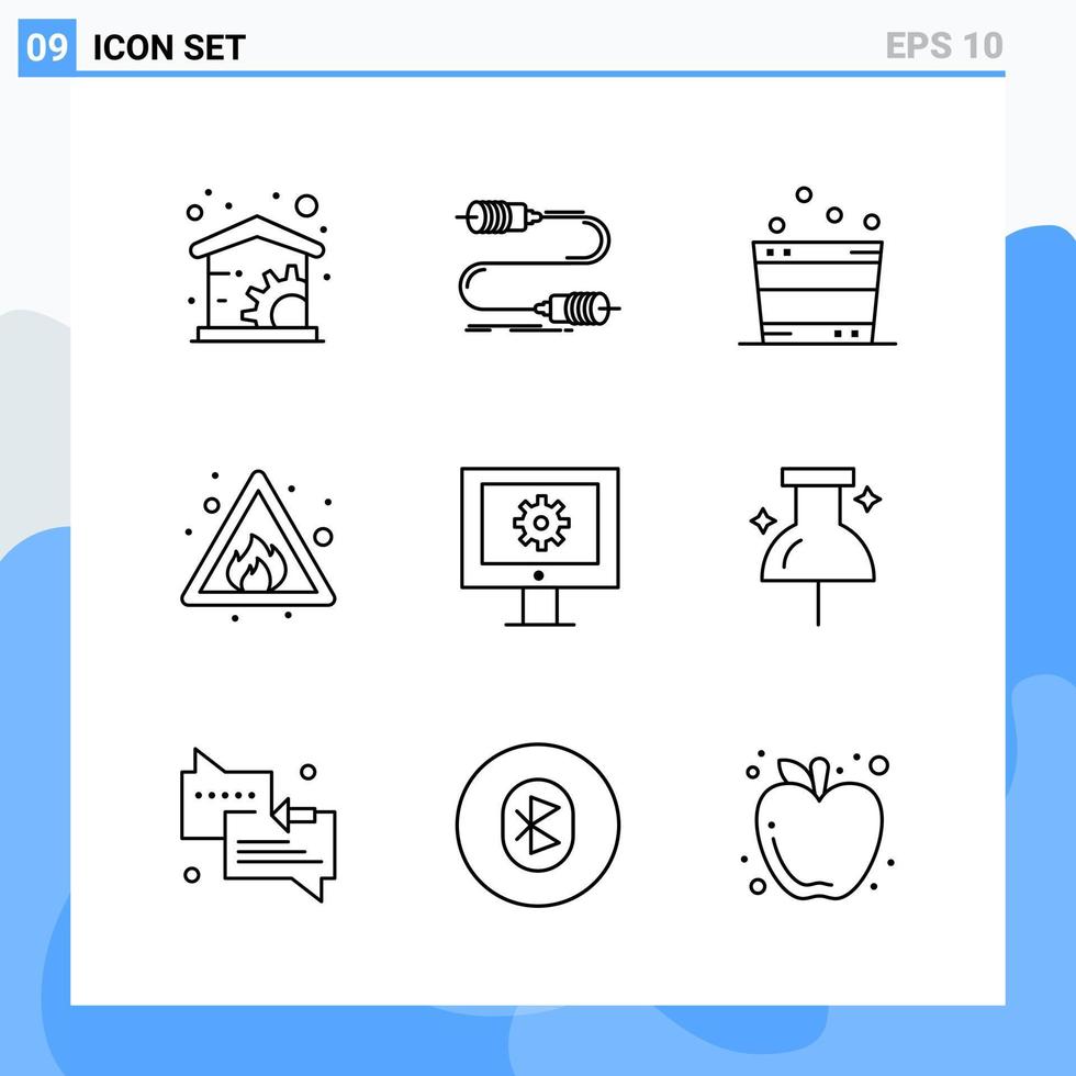 Modern 9 Line style icons Outline Symbols for general use Creative Line Icon Sign Isolated on White Background 9 Icons Pack vector
