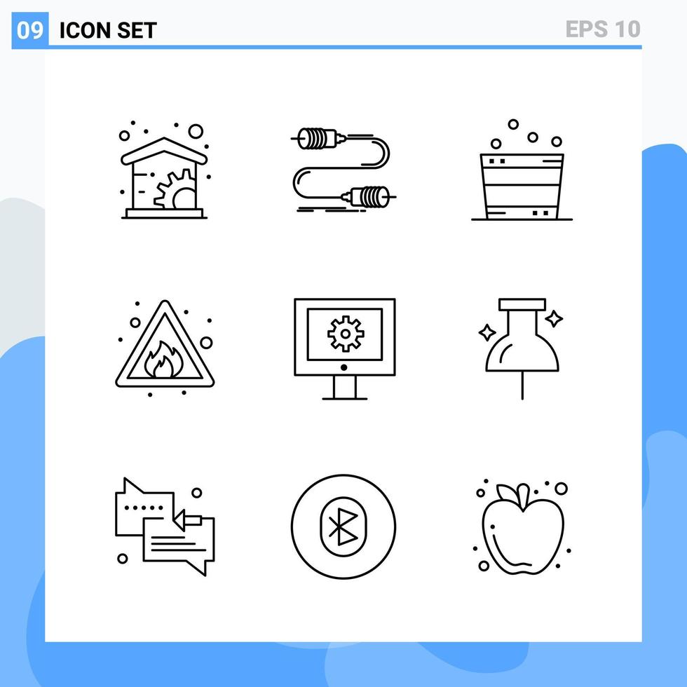 iconos de estilo moderno de 9 líneas delinean símbolos para uso general signo de icono de línea creativa aislado sobre fondo blanco paquete de 9 iconos vector