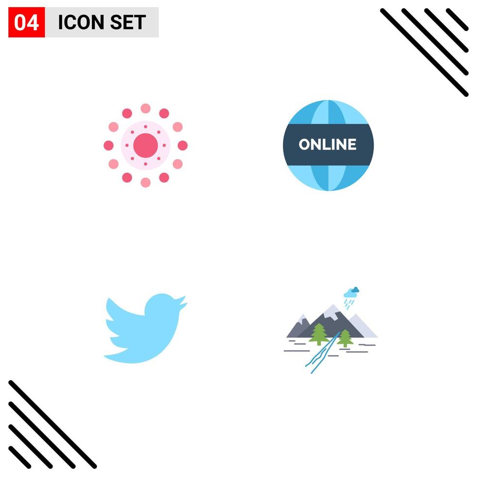 Universal Icon Symbols Group of 4 Modern Flat Icons of flower social easter website rocks Editable Vector Design Elements