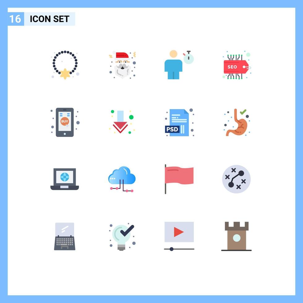 Universal Icon Symbols Group of 16 Modern Flat Colors of click mobile seo cap label performance Editable Pack of Creative Vector Design Elements