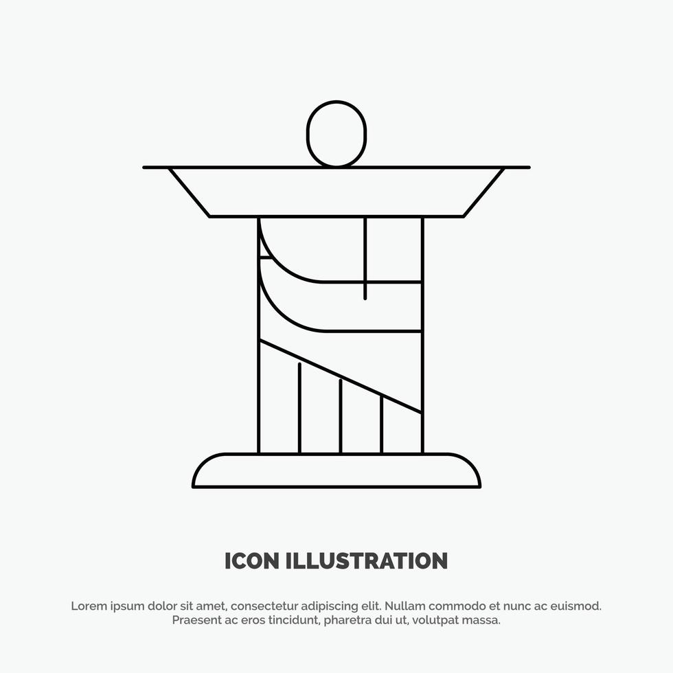 Jesus Christ Monument Landmark Vector Line Icon