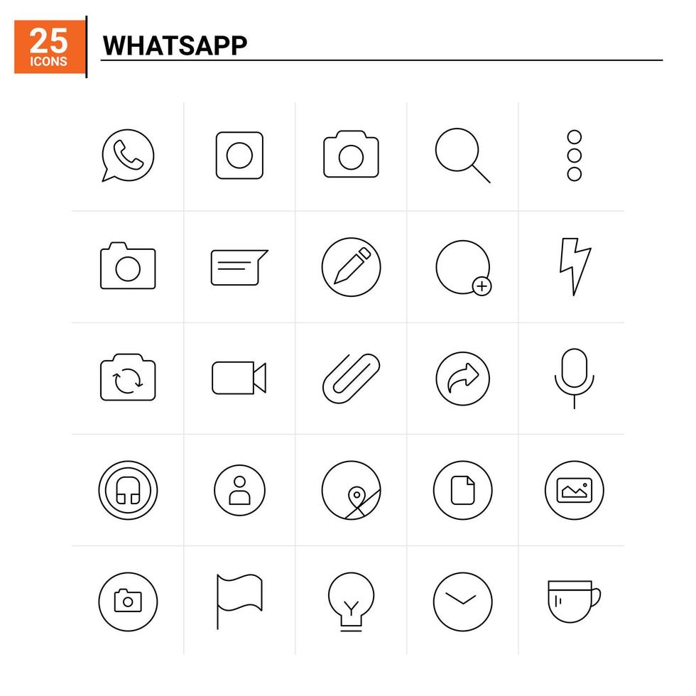 25 fondo de vector de conjunto de iconos de whatsapp
