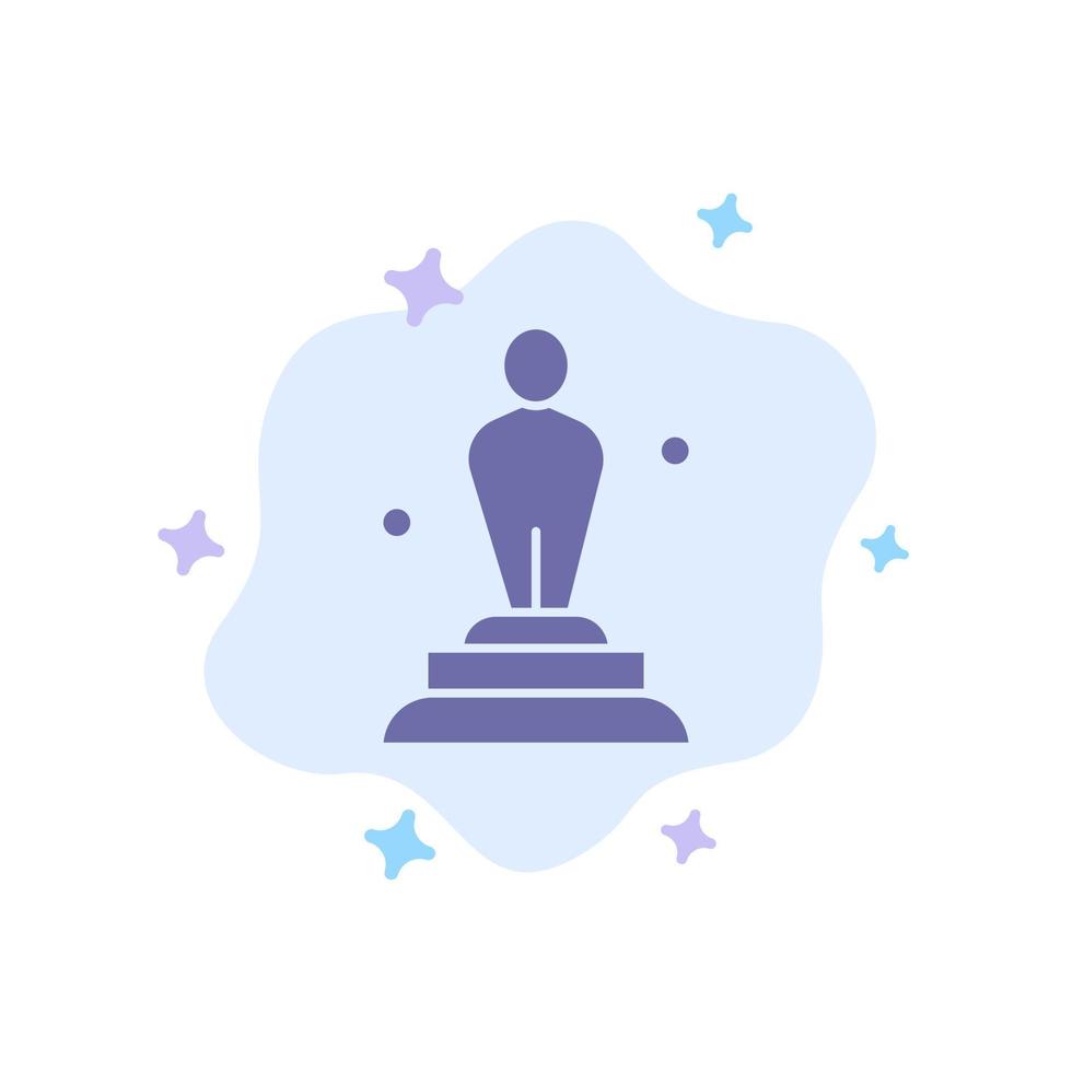 Academy Award Oscar Statue Trophy Blue Icon on Abstract Cloud Background vector