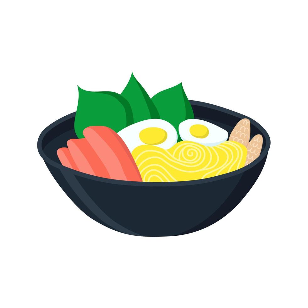 Japanese ramen noodles with pork and egg. vector illustration