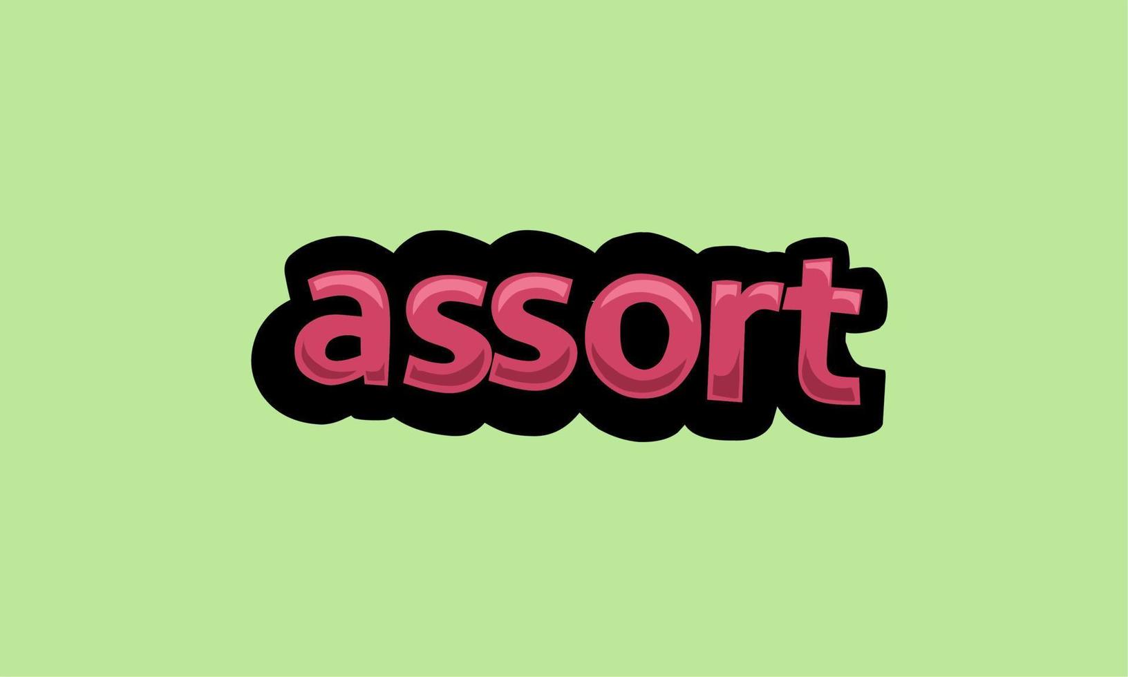 ASSORT writing vector design on a green background