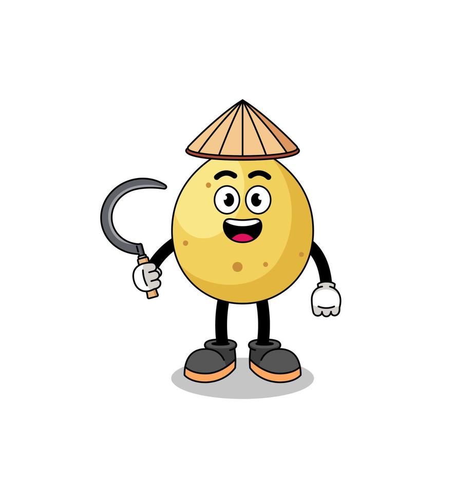 Illustration of langsat as an asian farmer vector