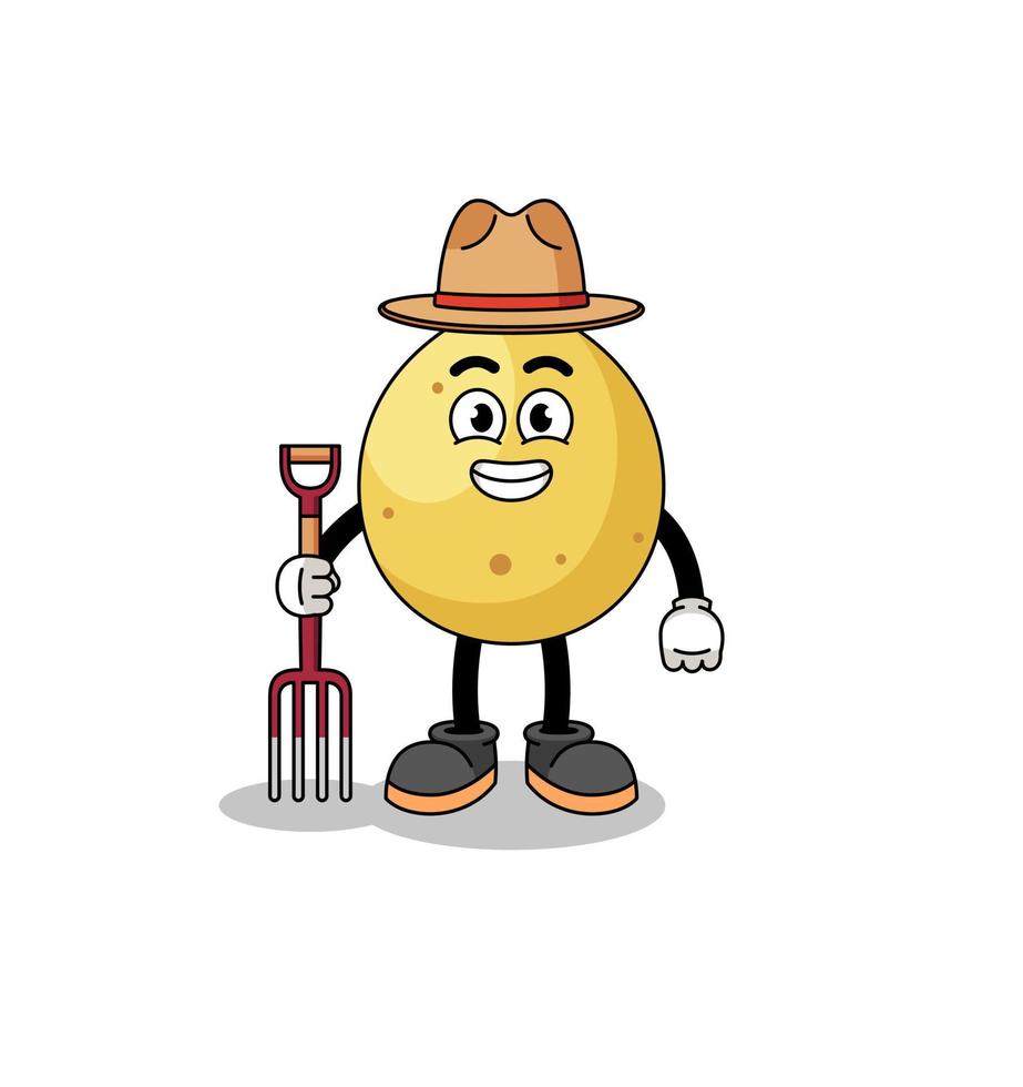 Cartoon mascot of langsat farmer vector
