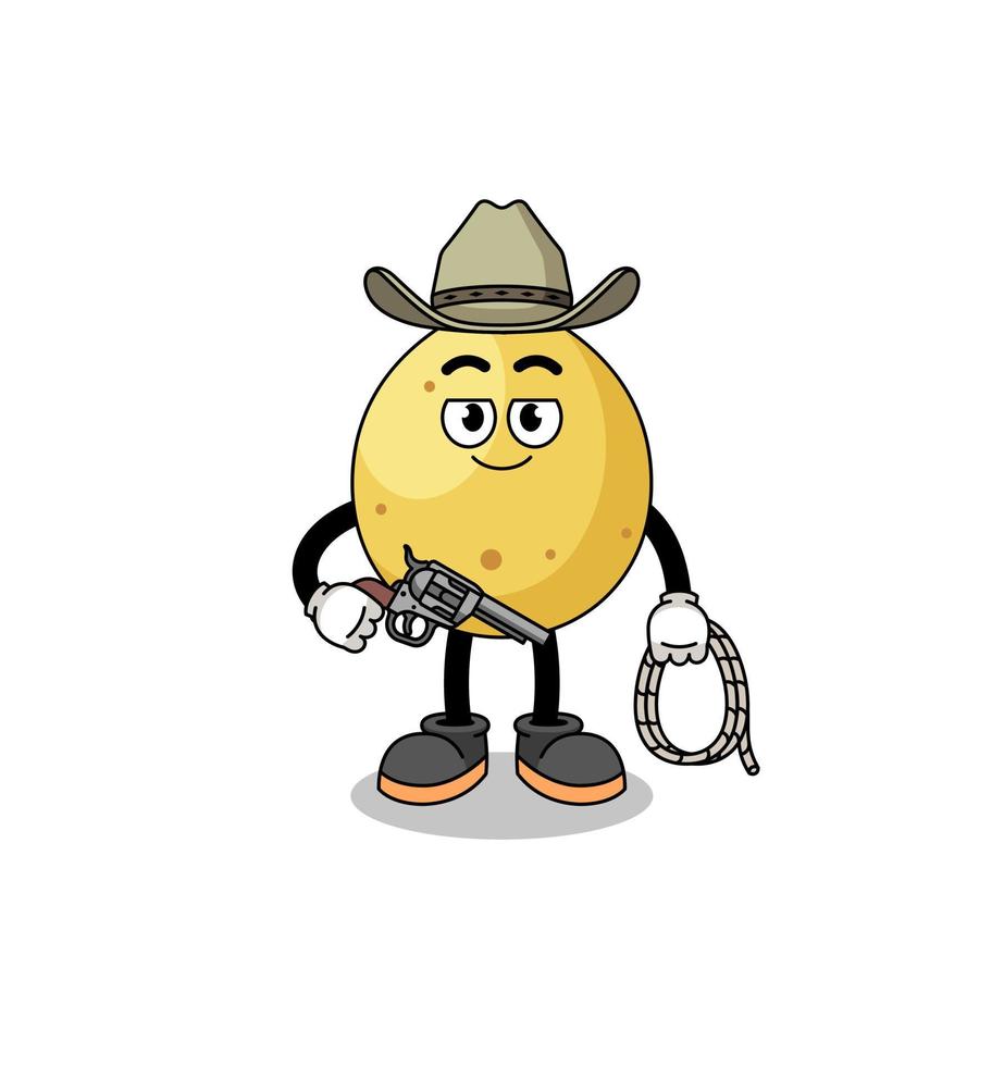 Character mascot of langsat as a cowboy vector