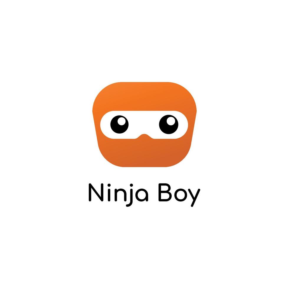 Cute Ninja Boy. Cartoon Head Logo Concept, Superhero Character vector