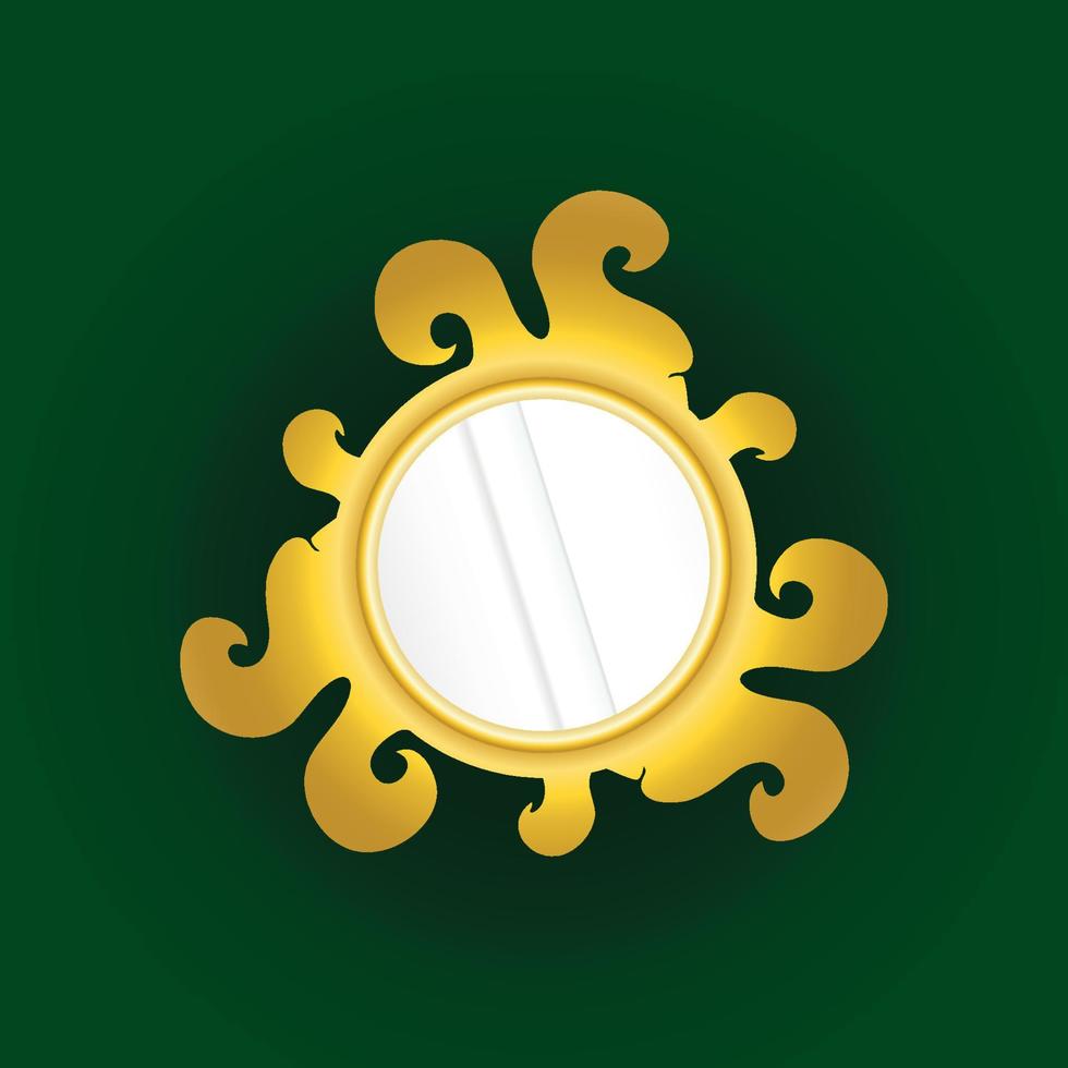 Decorative Gold Mirror Wall Frame. Luxury Golden Floral Ornament vector