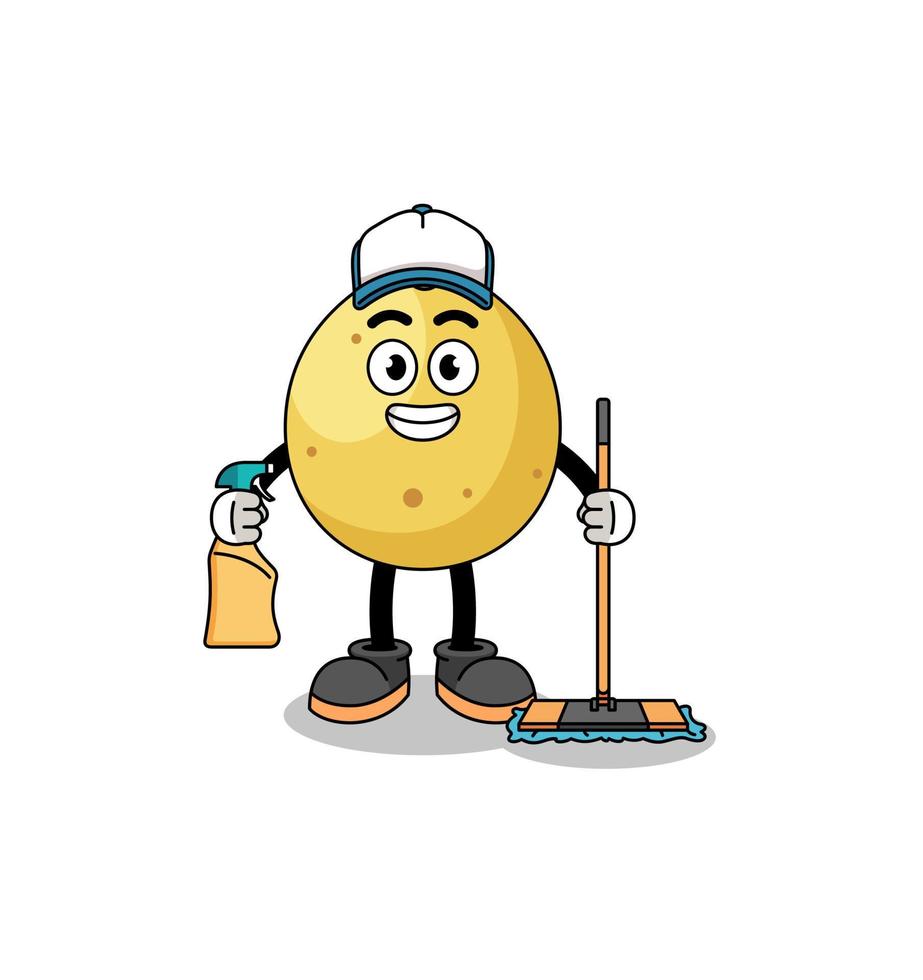 Character mascot of langsat as a cleaning services vector