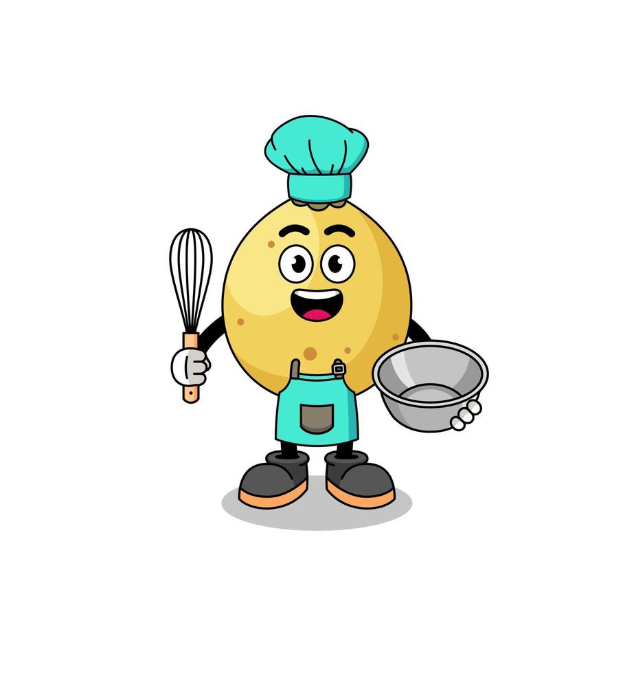 Illustration of langsat as a bakery chef vector