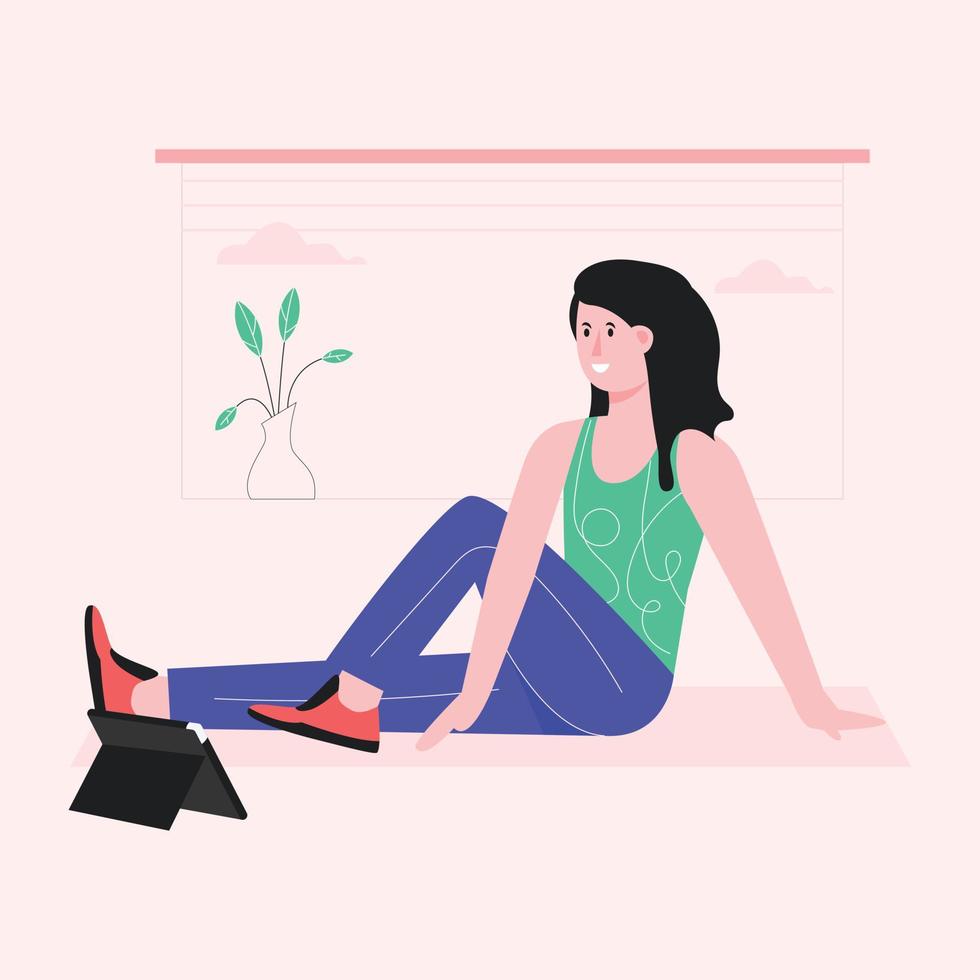 una ilustración plana de meditación vector