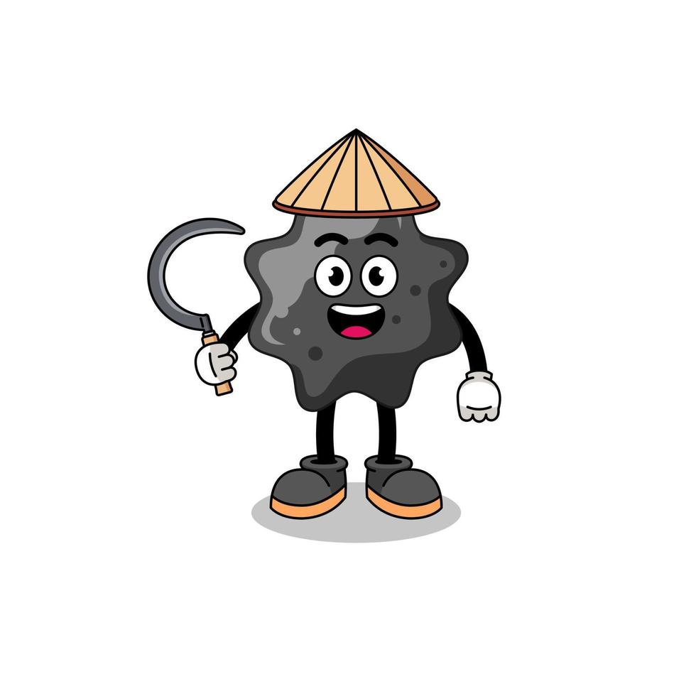 Illustration of ink as an asian farmer vector