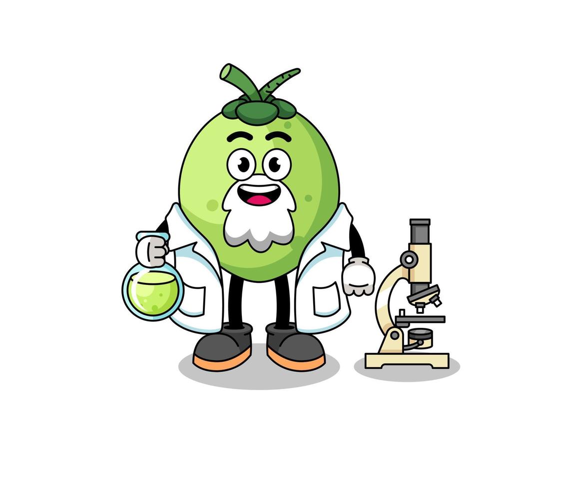 Mascot of coconut as a scientist vector