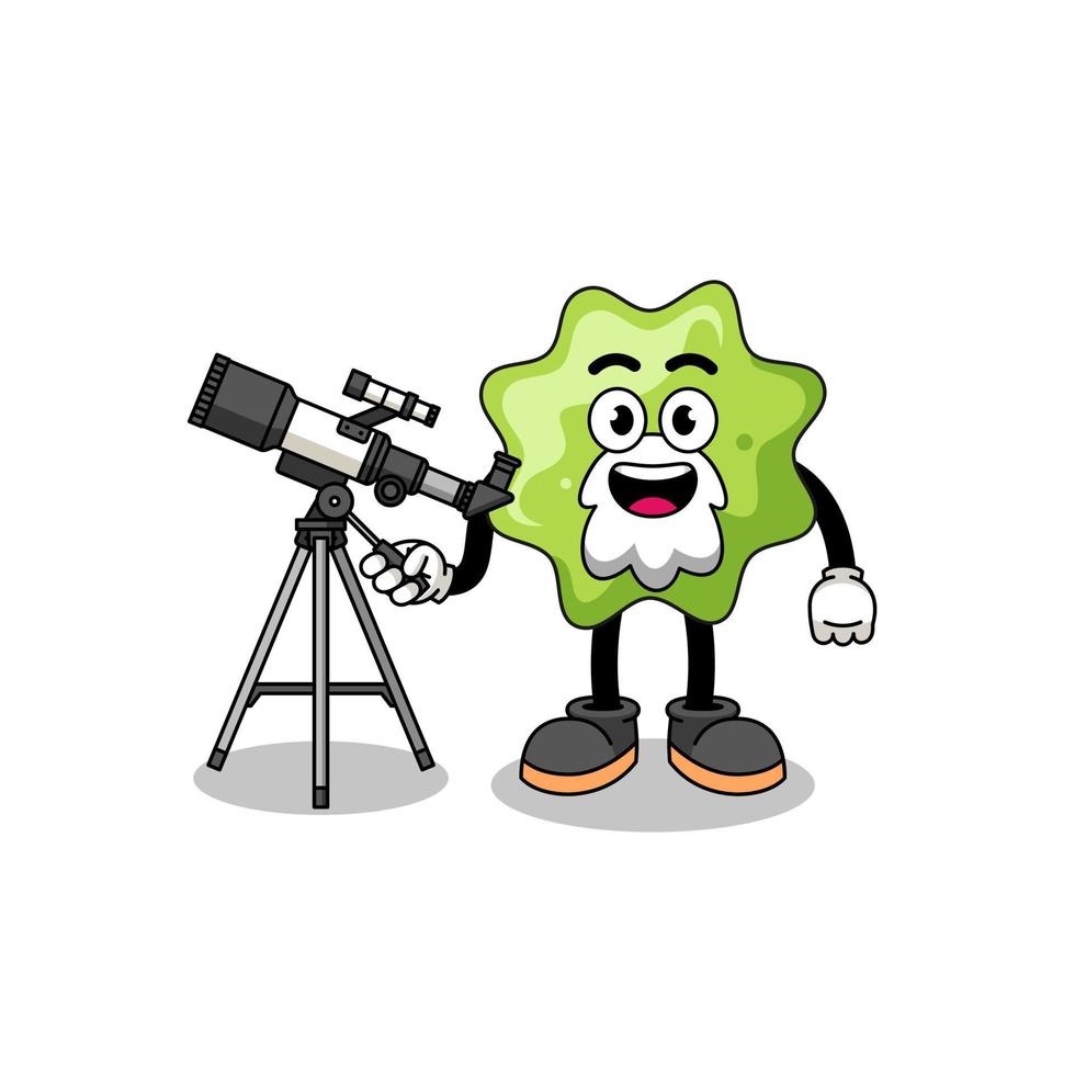 ilustración de la mascota splat como astrónomo vector