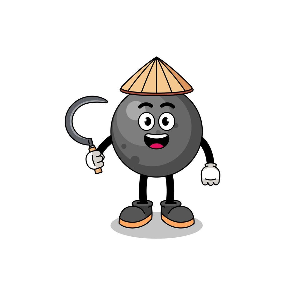 Illustration of cannon ball as an asian farmer vector