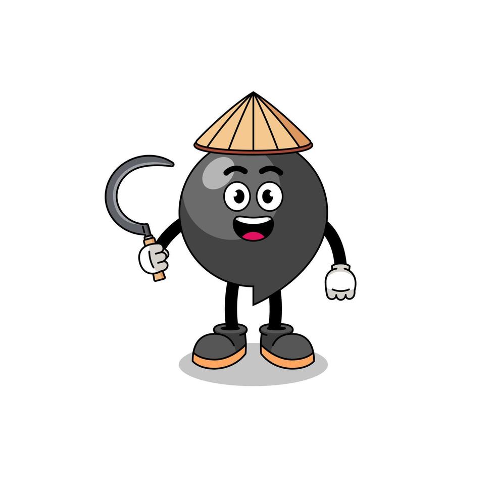 Illustration of comma symbol as an asian farmer vector