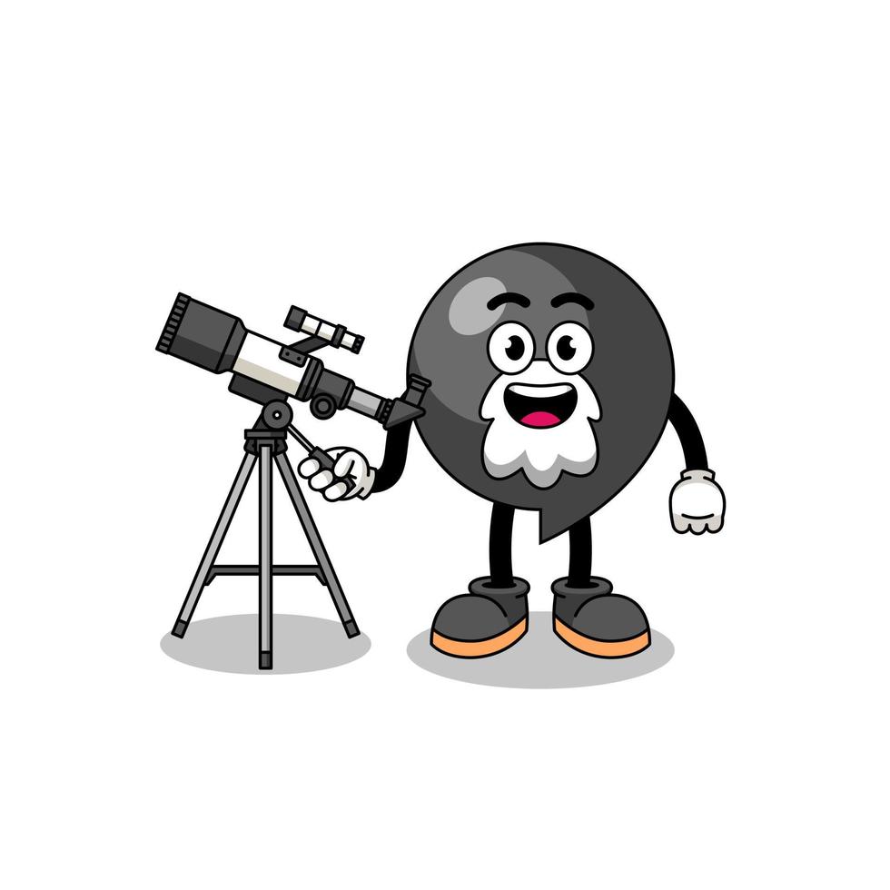 Illustration of comma symbol mascot as an astronomer vector