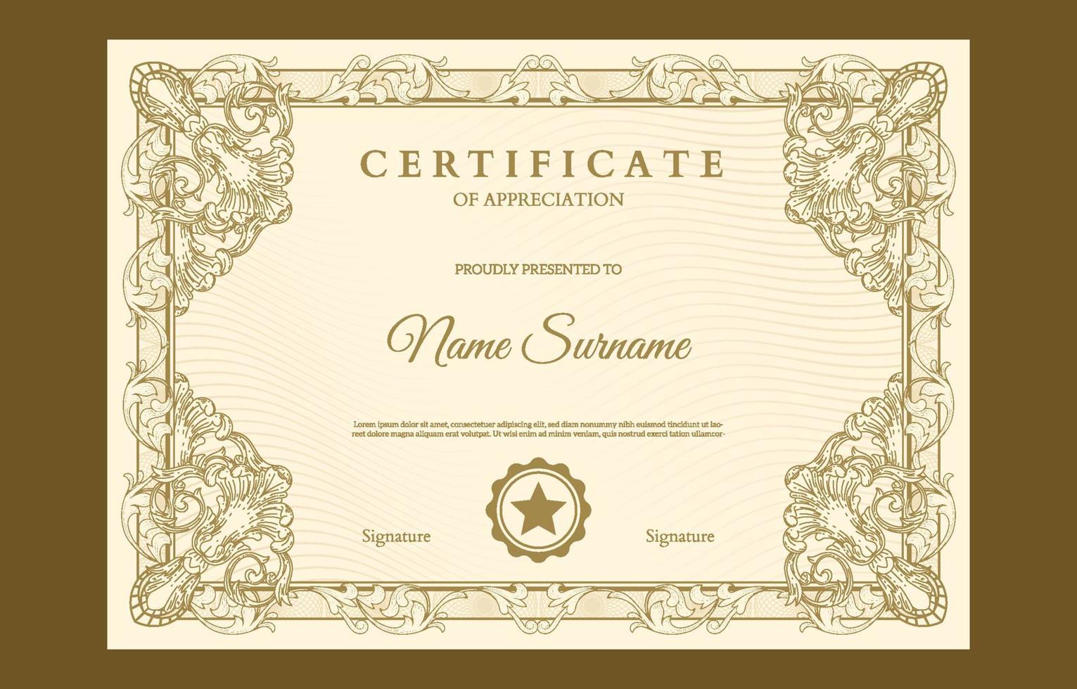 Victorian Classic Certificate Design Template vector