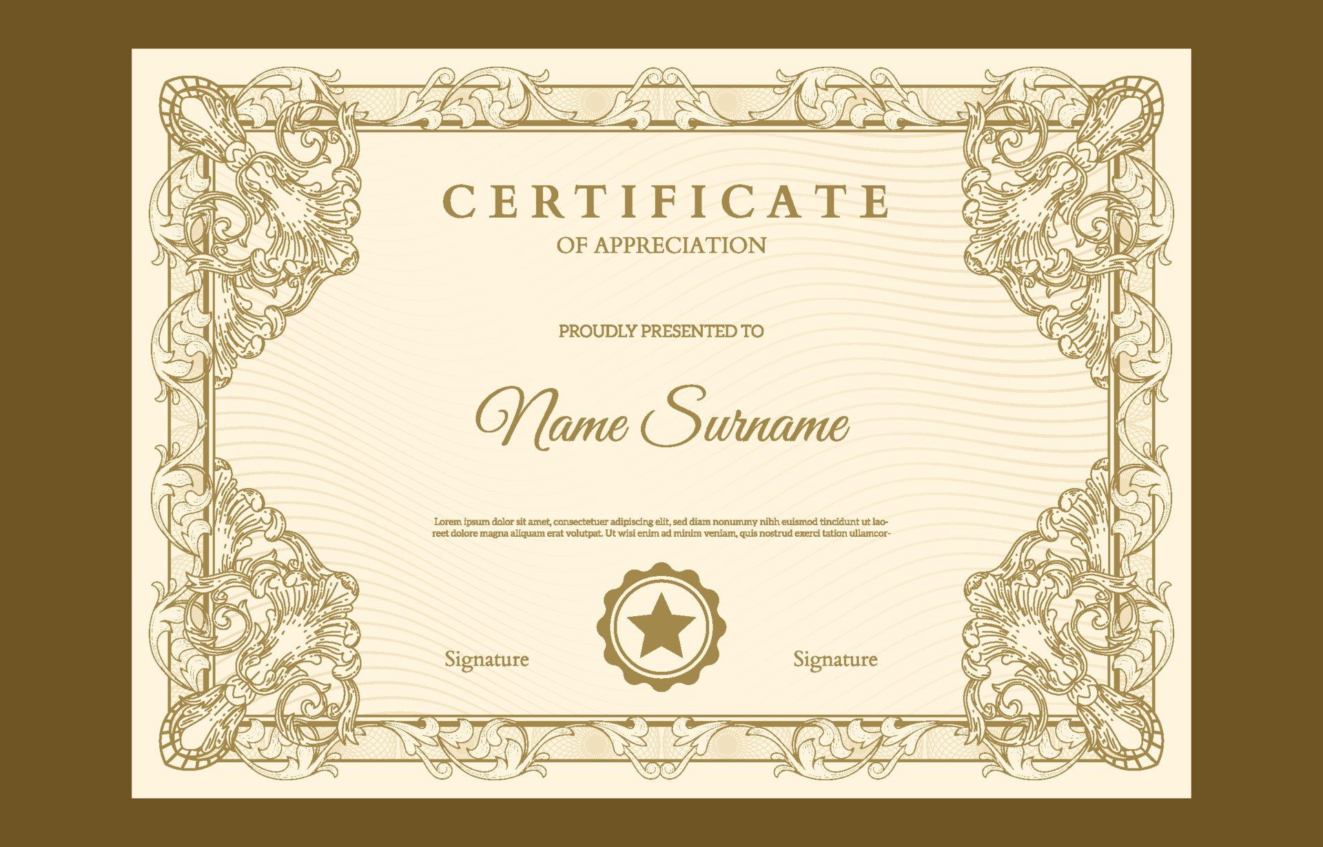 Victorian Classic Certificate Design Template 15014168 Vector Art at