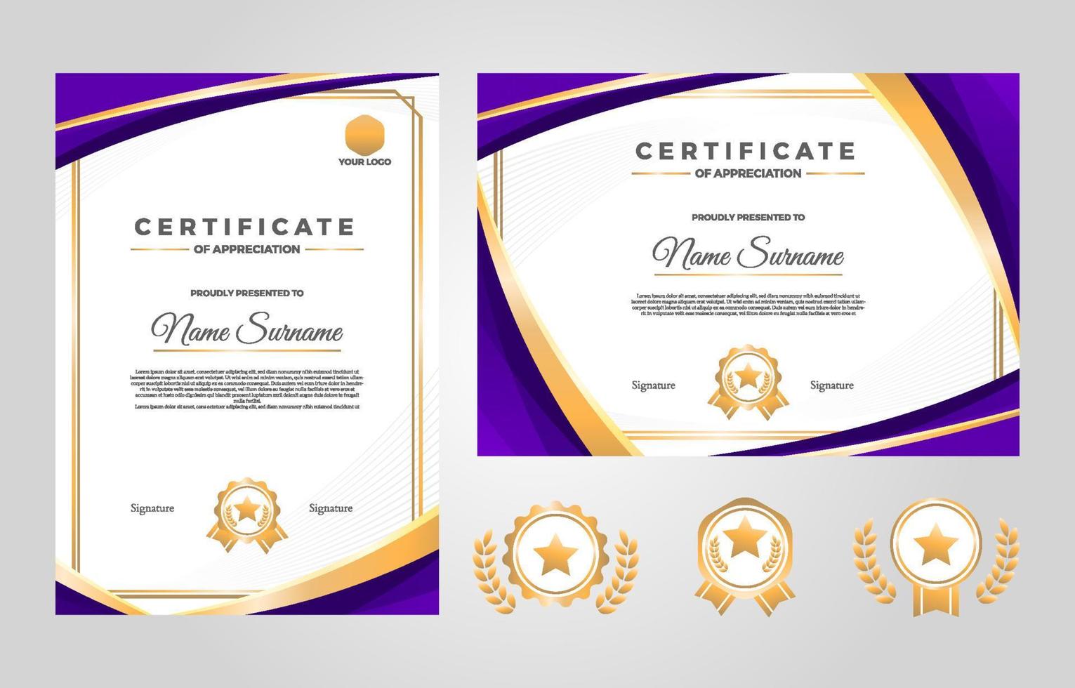 Gradient Modern Certificate Design Template vector