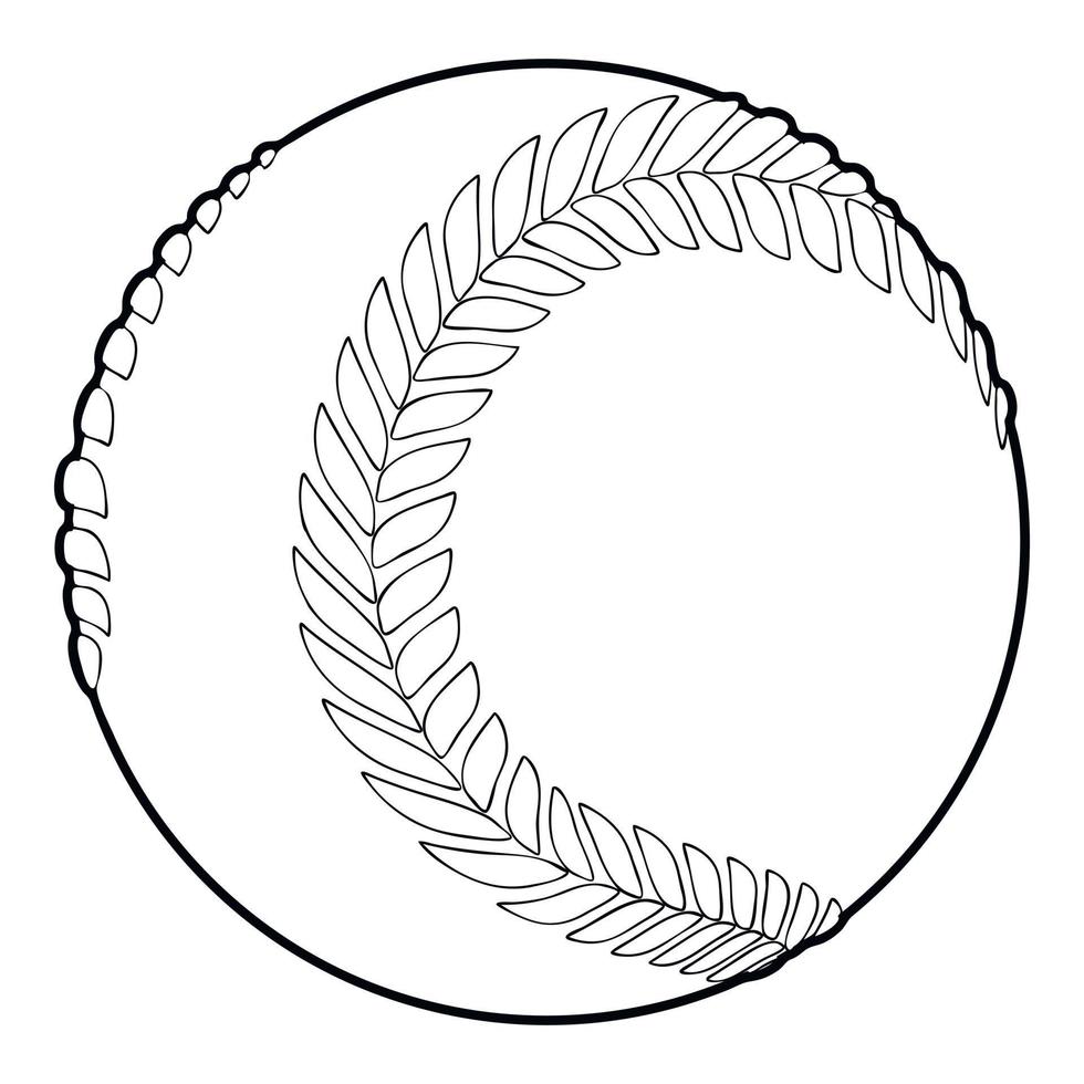 icono de pelota de béisbol, estilo de esquema vector