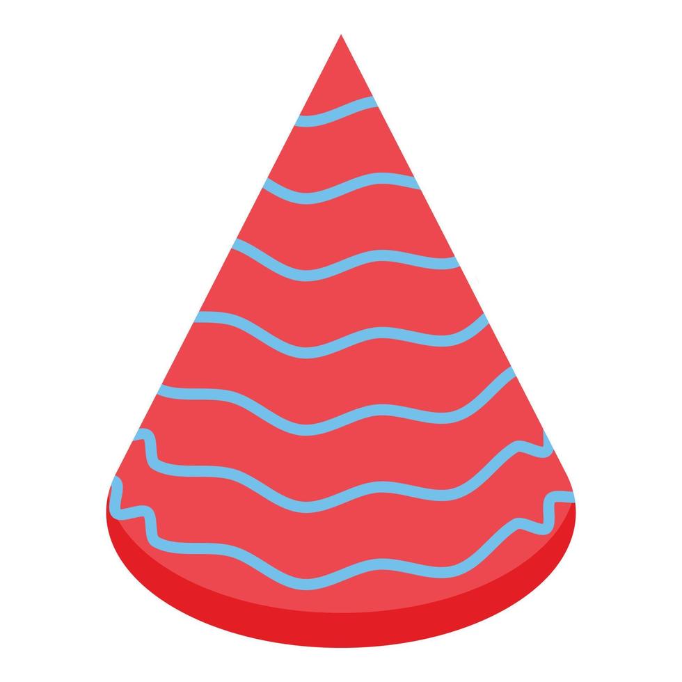 Stripe color cone icon isometric vector. Hat party vector