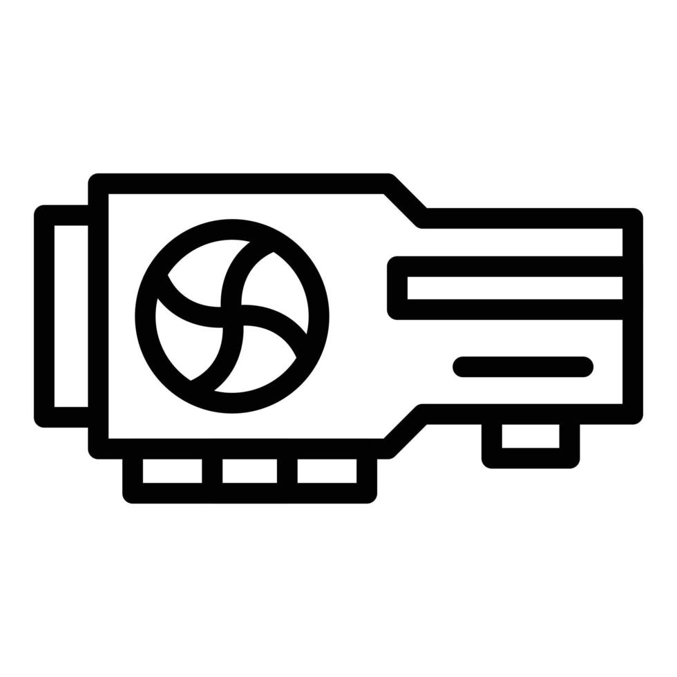 vector de contorno de icono de tienda de tarjeta de video. tienda de computadoras