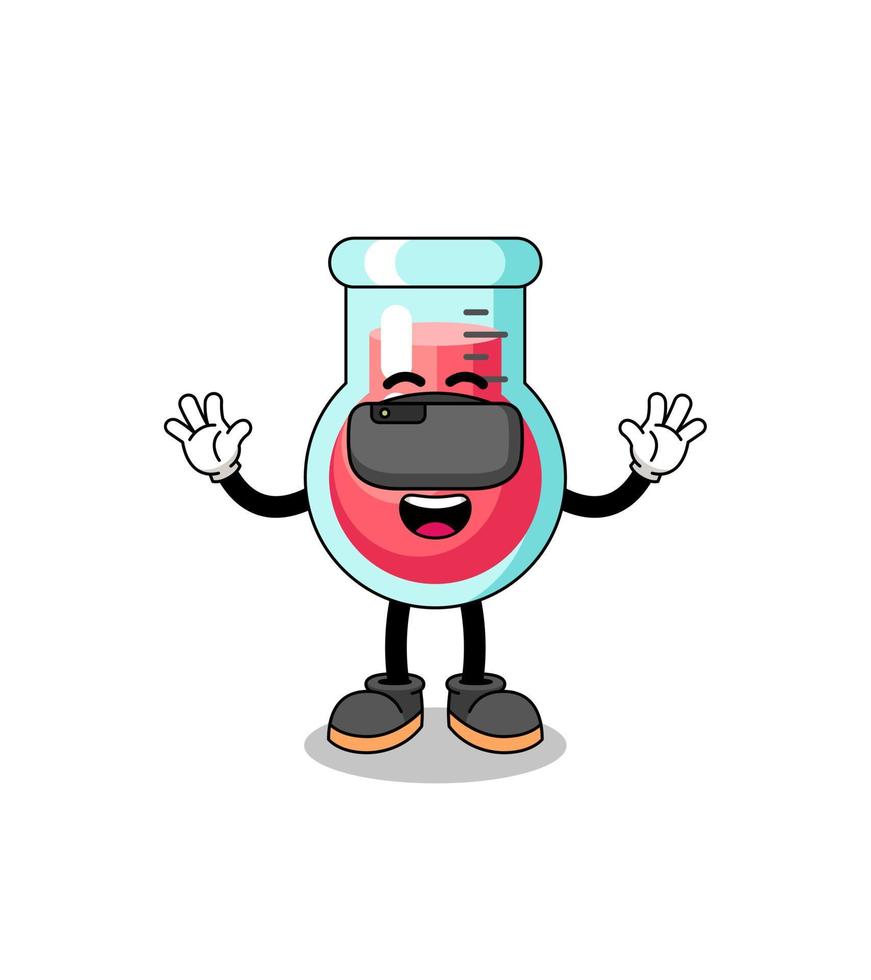 Illustration of laboratory beaker with a vr headset vector