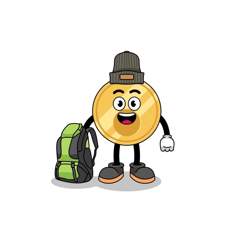 Illustration of key mascot as a hiker vector