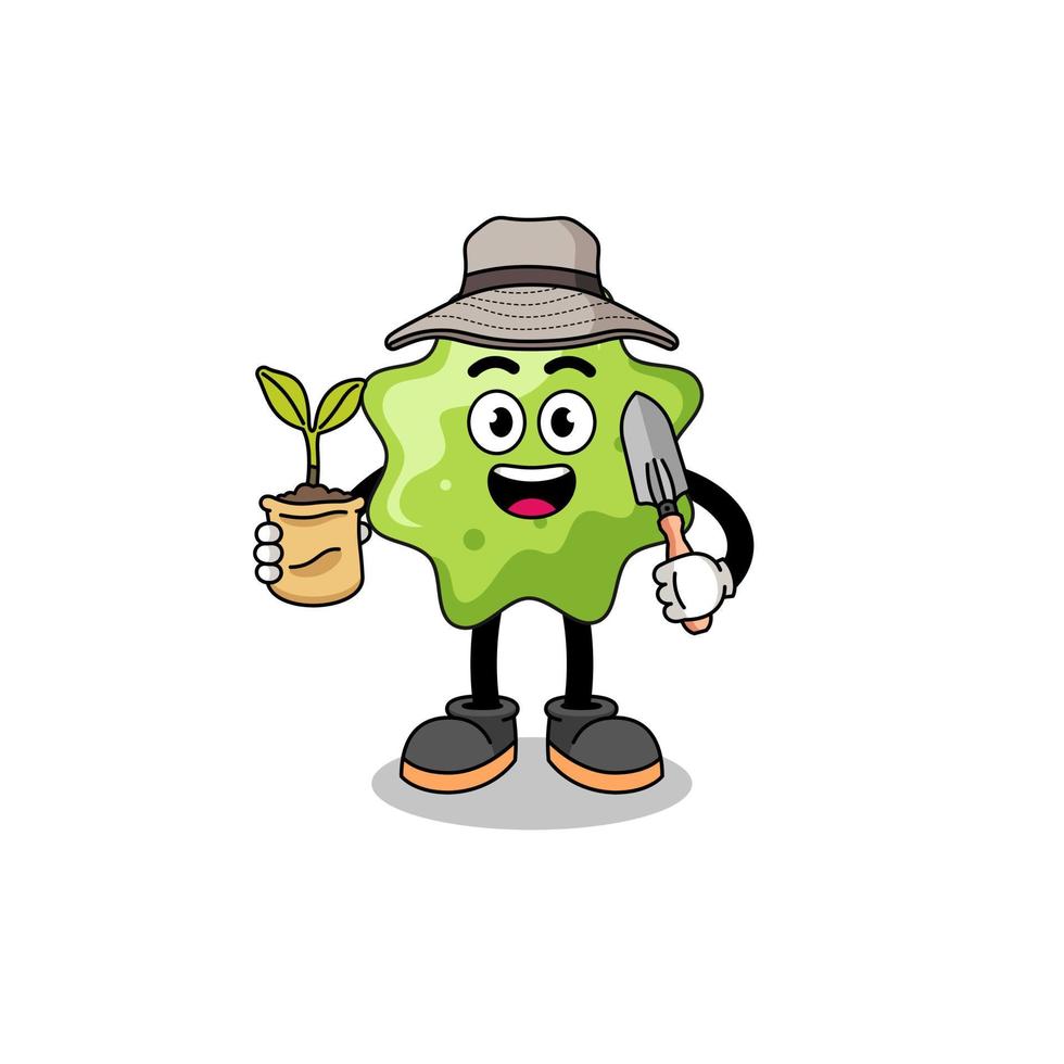 Illustration of splat cartoon holding a plant seed vector