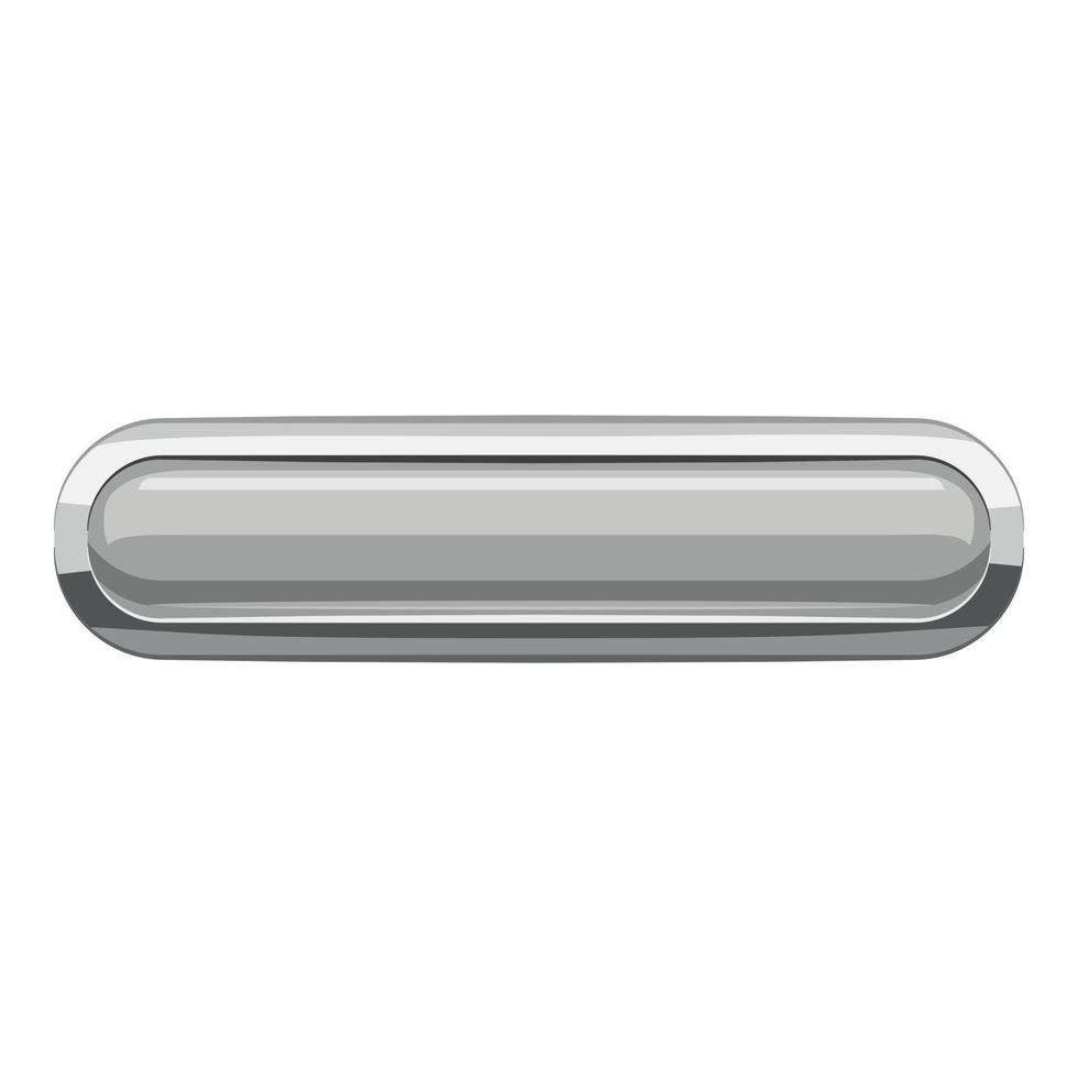 Gray rectangular button icon, cartoon style vector