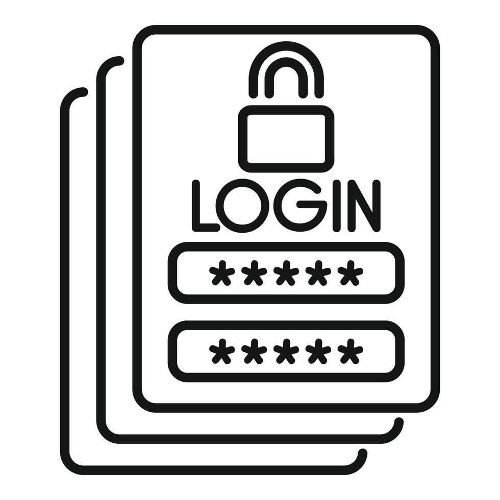 Login password icon outline vector. Page log vector