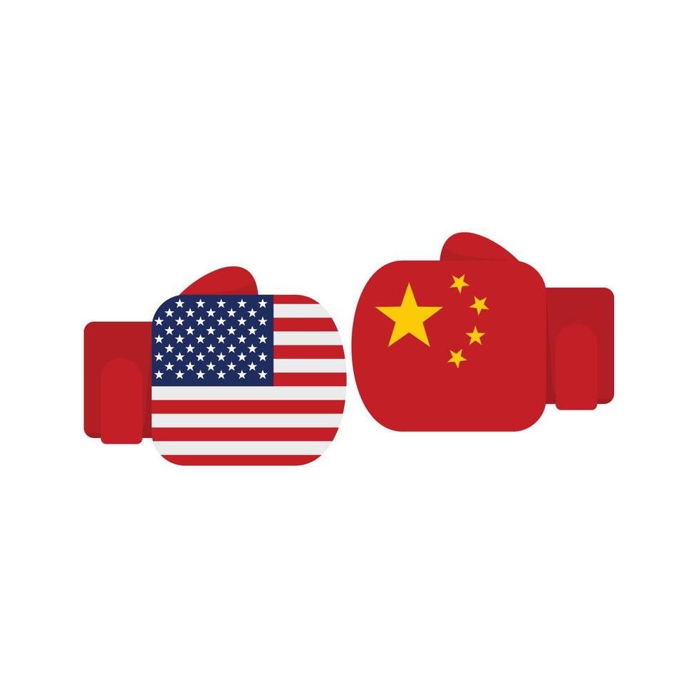 Trade war boxing gloves icon flat isolated vector