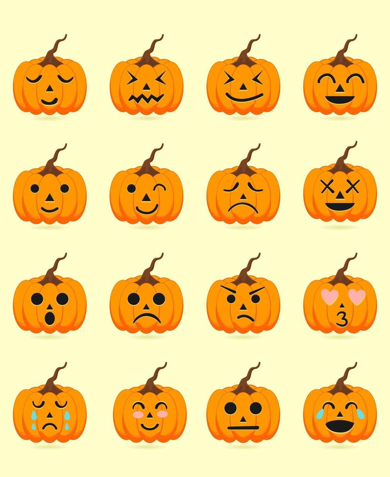 conjunto de cara de calabaza de halloween vector