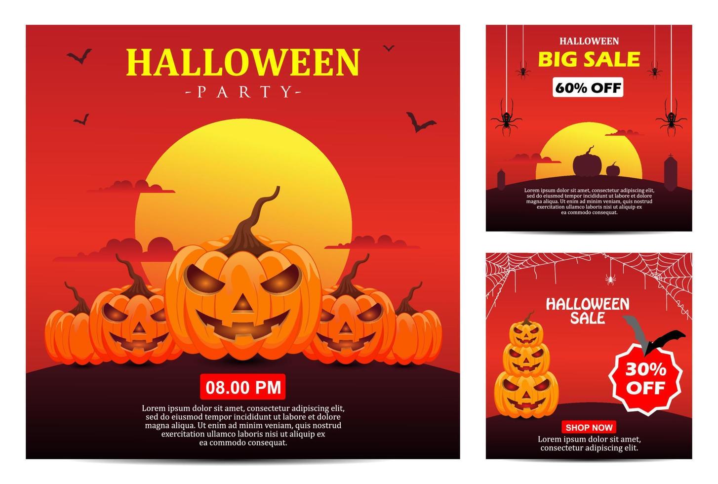 halloween design post social media vector