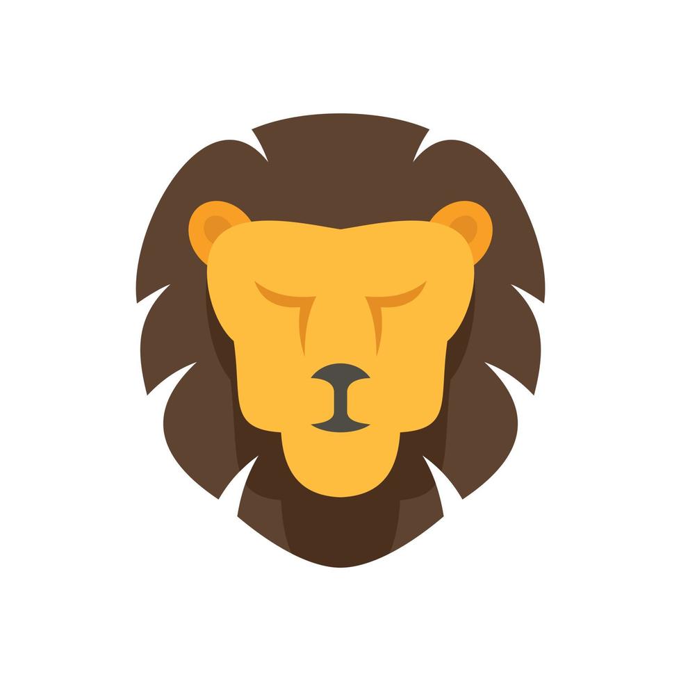 Lion face icon flat isolated vector