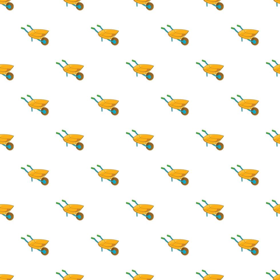 Garden wheelbarrow pattern, cartoon style vector