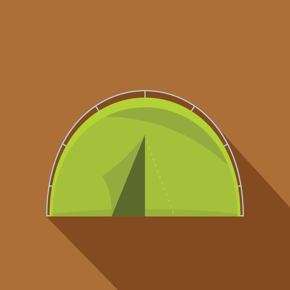 Green touristic camping tent icon, flat style vector