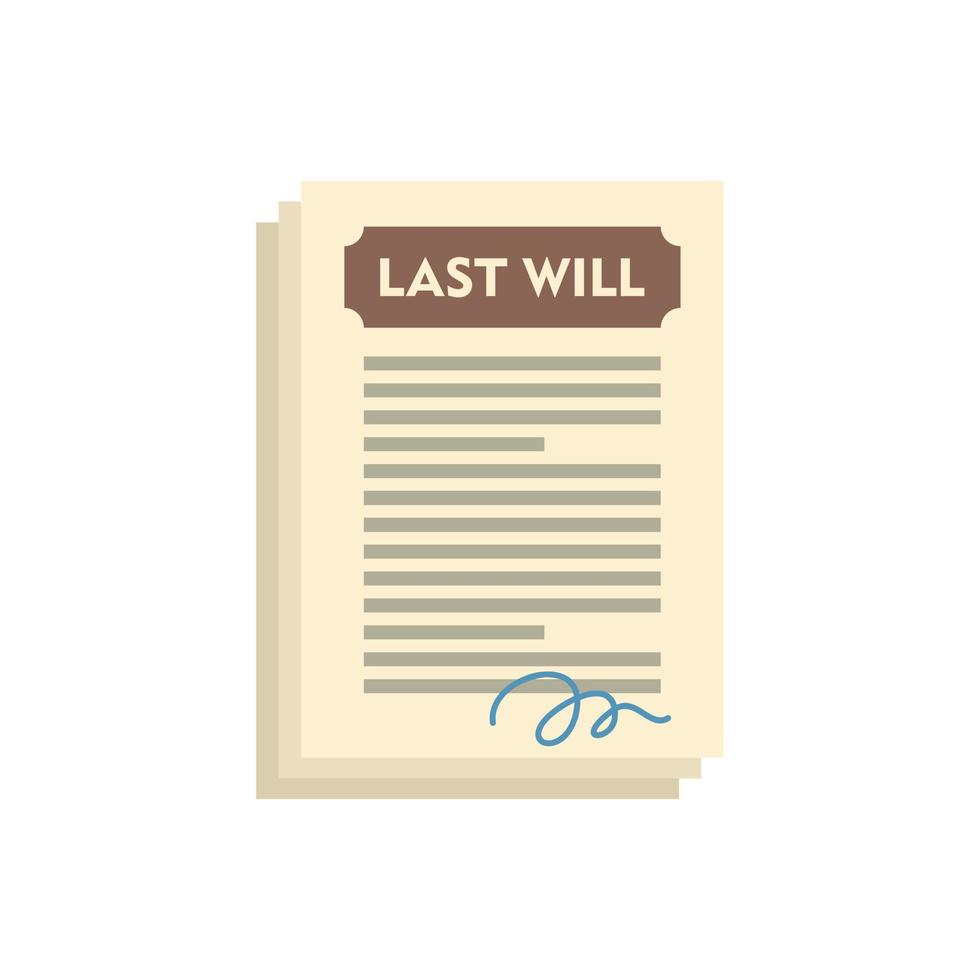 Notary last will icon flat isolated vector