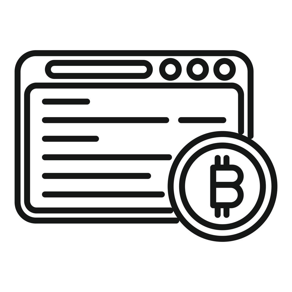 vector de contorno de icono criptográfico web. dinero bitcoin