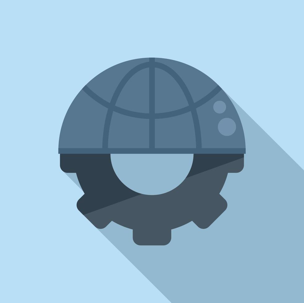 Global gear solution icon flat vector. Creative teamwork vector