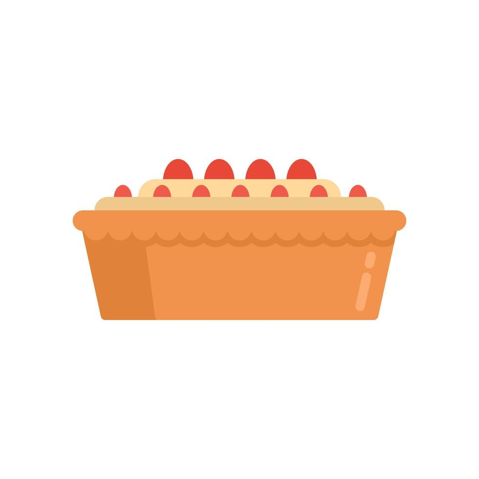Cream strawberry cake icon flat isolated vector