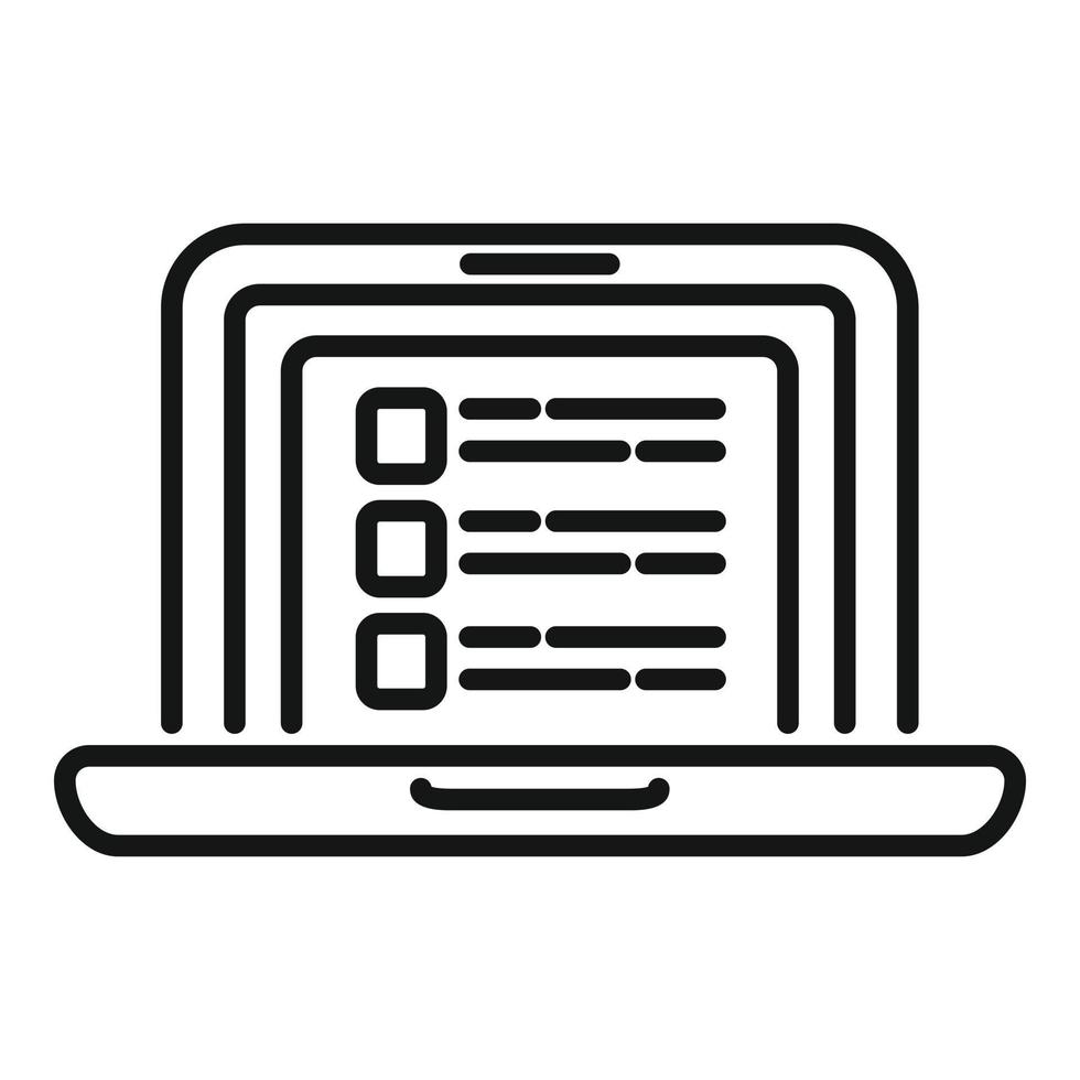 Laptop database icon outline vector. Data customer vector