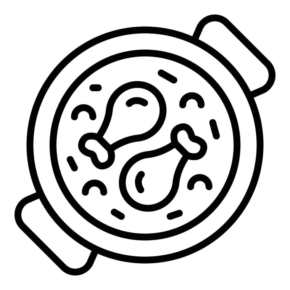 vector de contorno de icono de paella culinaria. comida española