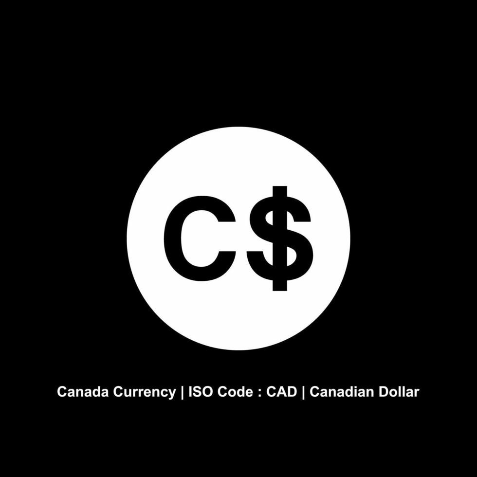 moneda de canadá, signo de cad, símbolo de icono de dólar canadiense. ilustración vectorial vector