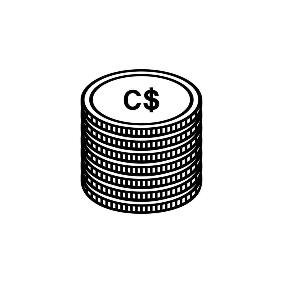 moneda de canadá, signo de cad, símbolo de icono de dólar canadiense. ilustración vectorial vector