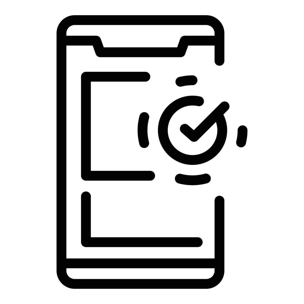 vector de contorno de icono de papeleta de teléfono inteligente. votar en línea